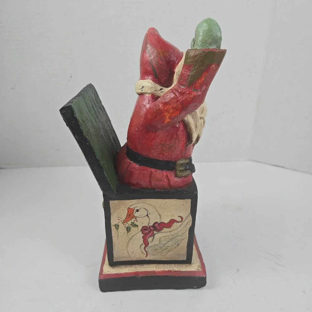 House of Hatten Nick in a Box Santa Papier Mache Figurine Red Vtg 1988 Christmas